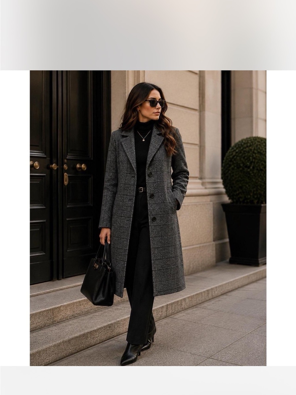 Abercrombie & Fitch Women's Charcoal Glen Plaid Trench Coat